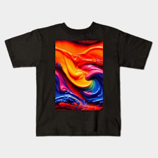 Colorful liquid paint abstract pattern #51 Kids T-Shirt